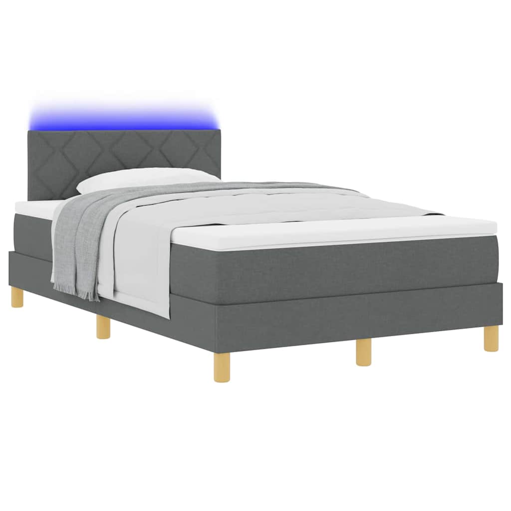LED Box Spring Krevet Tamno siva 120 x 190 cm tkanina