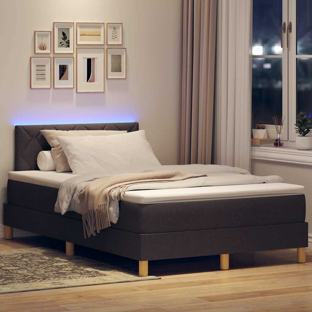 LED Box Spring Krevet Tamno smeđa 120 x 200 cm tkanina