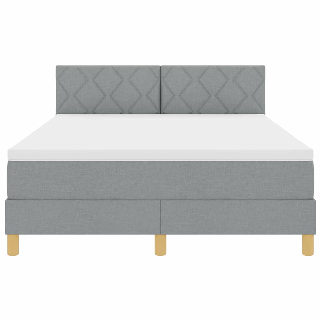 LED Box Spring Krevet Svijetlo siva 160 x 200 cm tkanina