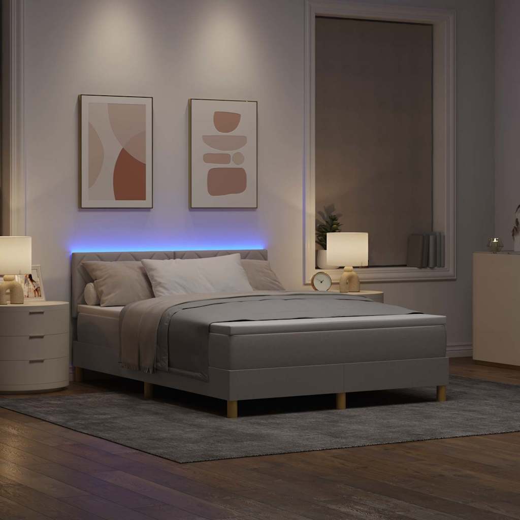LED Box Spring Krevet Sivo-smeđa 160 x 200 cm tkanina