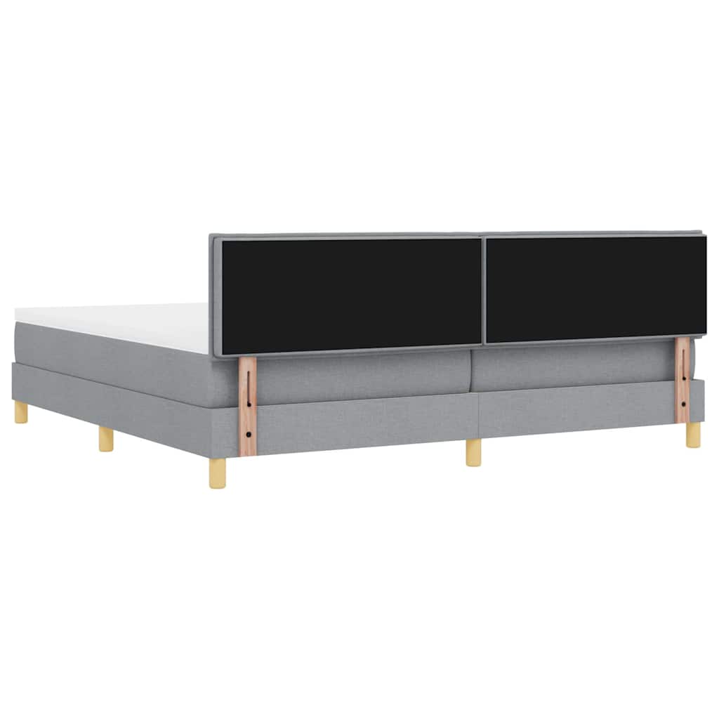 LED Box Spring Krevet Svijetlo siva 200 x 200 cm tkanina
