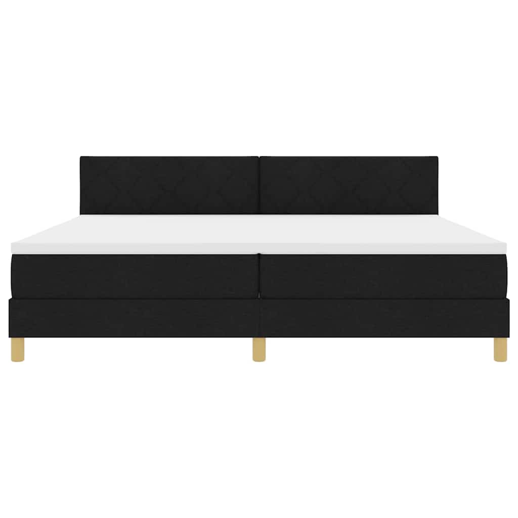 LED Box Spring Krevet s LED trakama Crna 200 x 200 cm tkanina