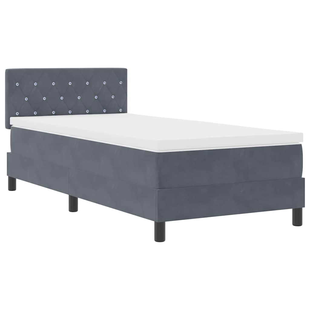 LED Box Spring Krevet s madracem Tamno siva 90 x 190 cm Baršun