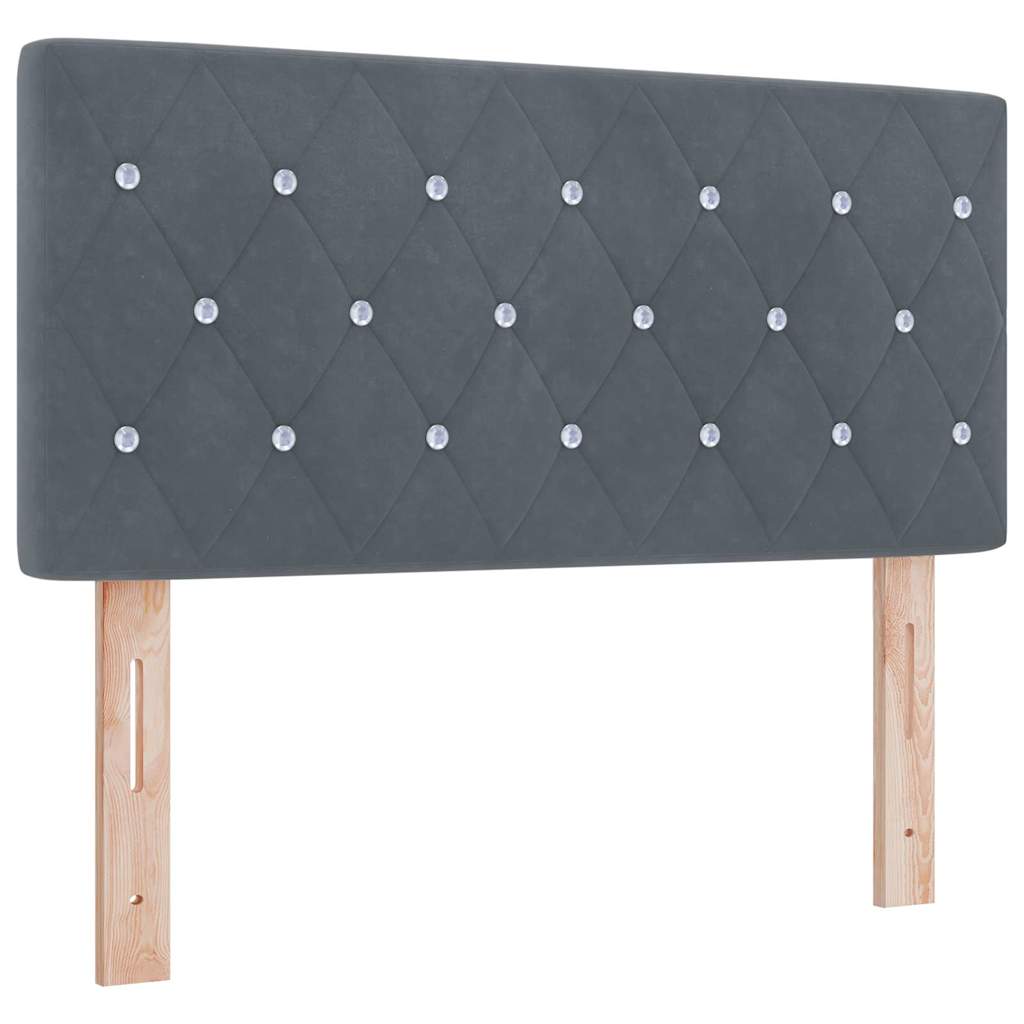 LED Box Spring Krevet s madracem Tamno siva 90 x 190 cm Baršun