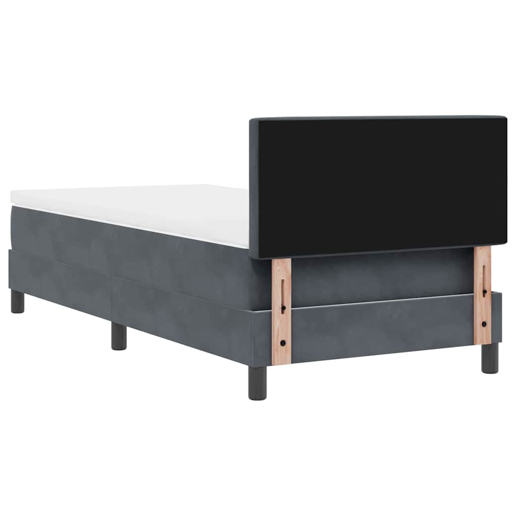 LED Box Spring Krevet s madracem Tamno siva 90 x 190 cm Baršun