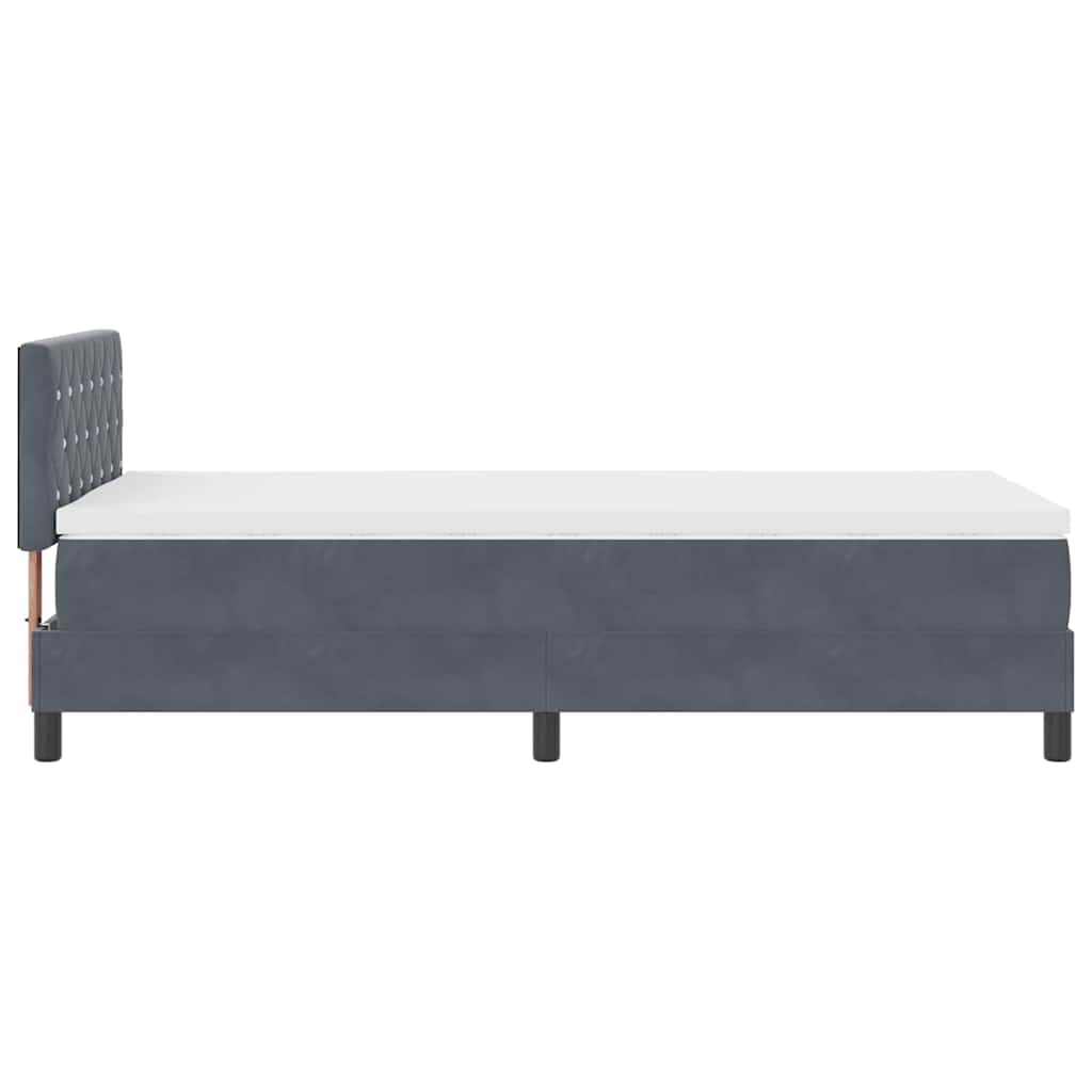 LED Box Spring Krevet s madracem Tamno siva 90 x 190 cm Baršun