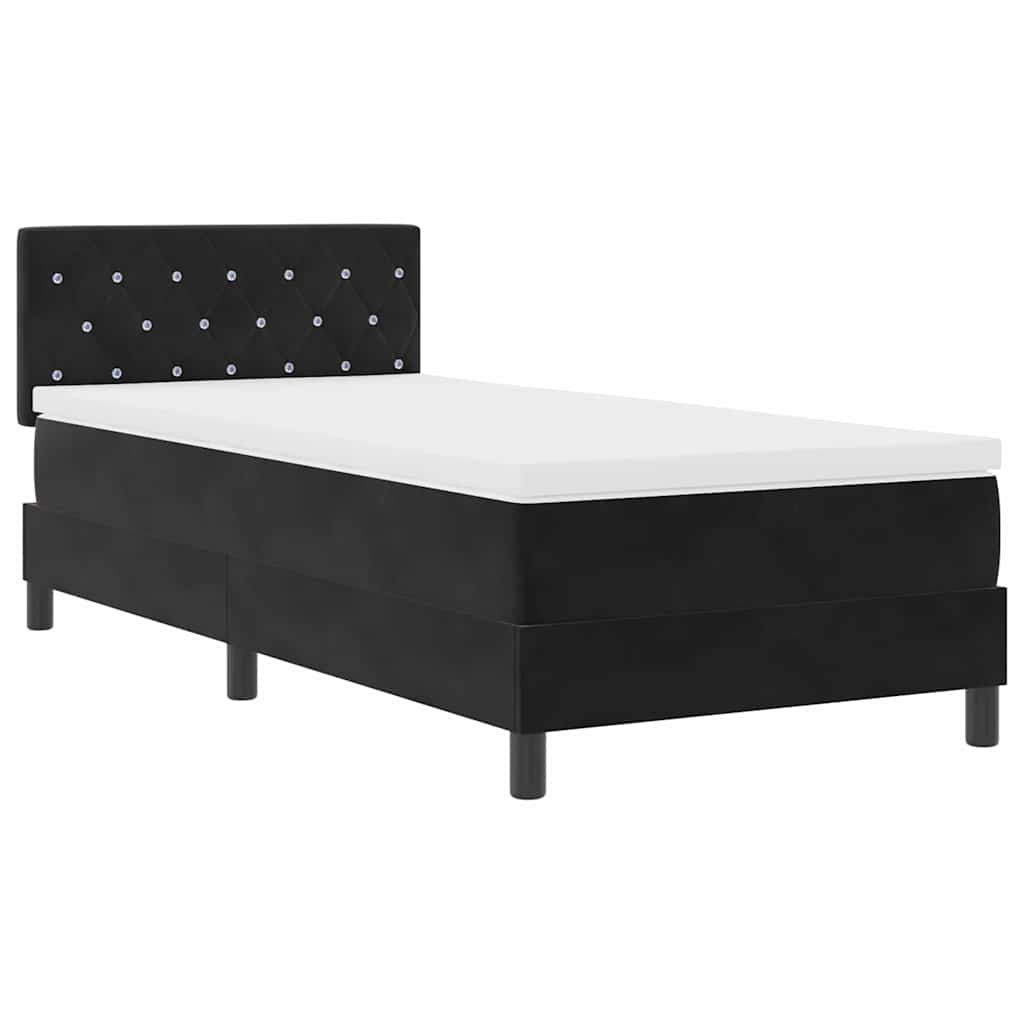 LED Box Spring Krevet s madracem Crna 90 x 190 cm Baršun