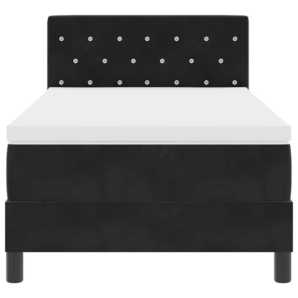 LED Box Spring Krevet s madracem Crna 90 x 190 cm Baršun