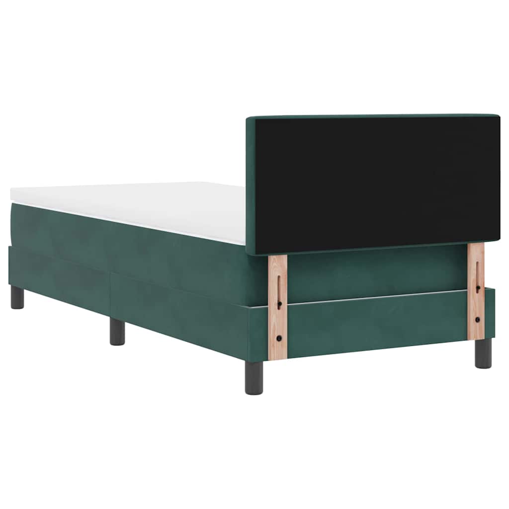 LED Box Spring Krevet s madracem Tamnozelena 90 x 190 cm Baršun