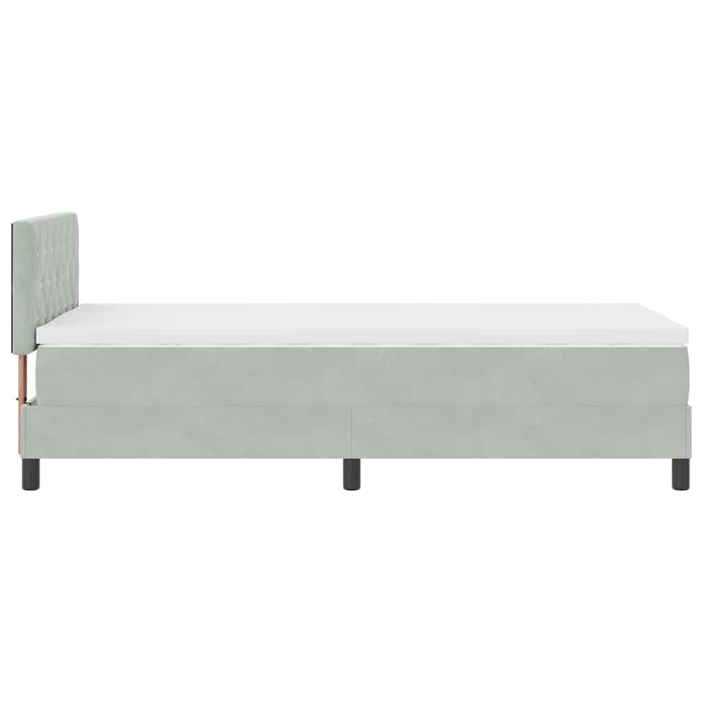 LED Box Spring Krevet Svijetlo siva 100 x 200 cm Baršun
