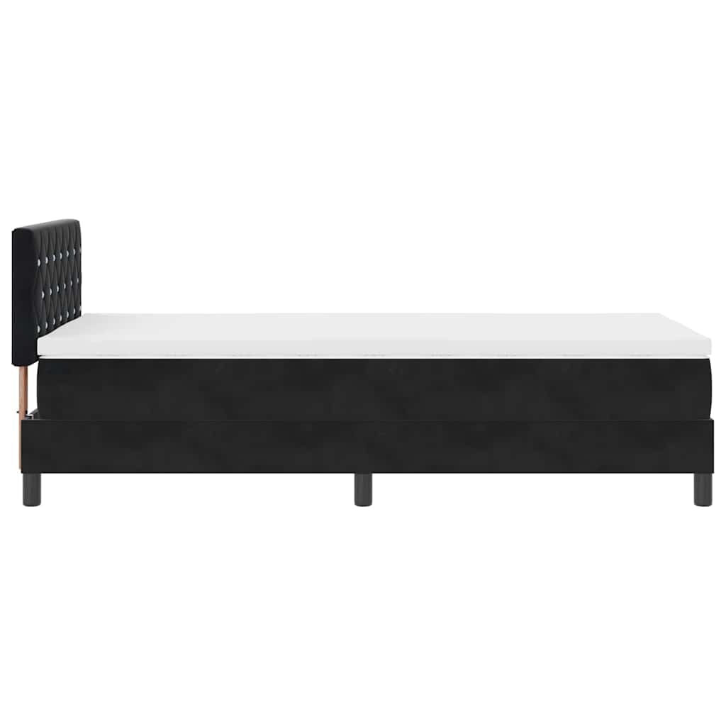 LED Box Spring Krevet s madracem Crna 100 x 200 cm Baršun