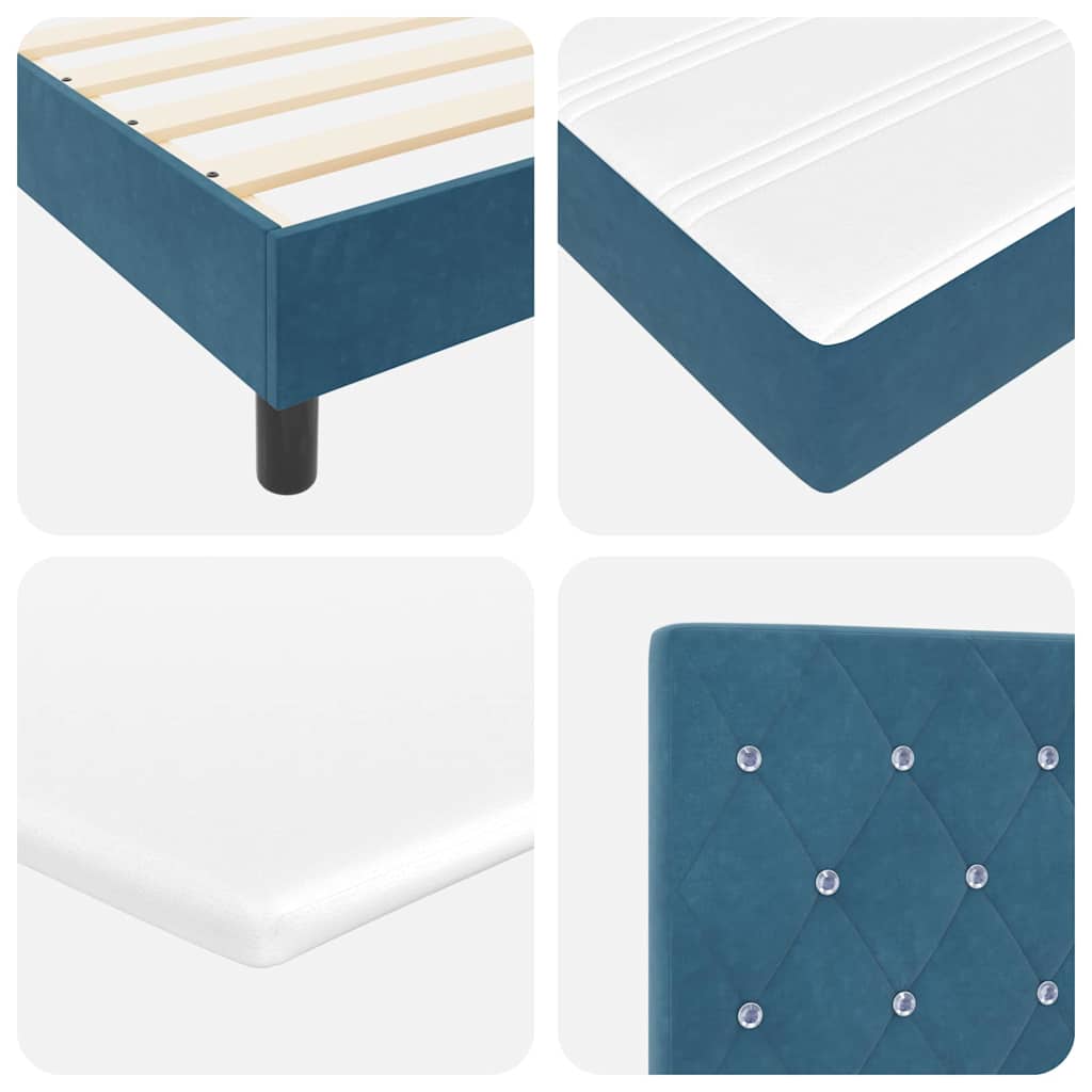 LED Box Spring Krevet Tamno plava 100 x 200 cm Baršun