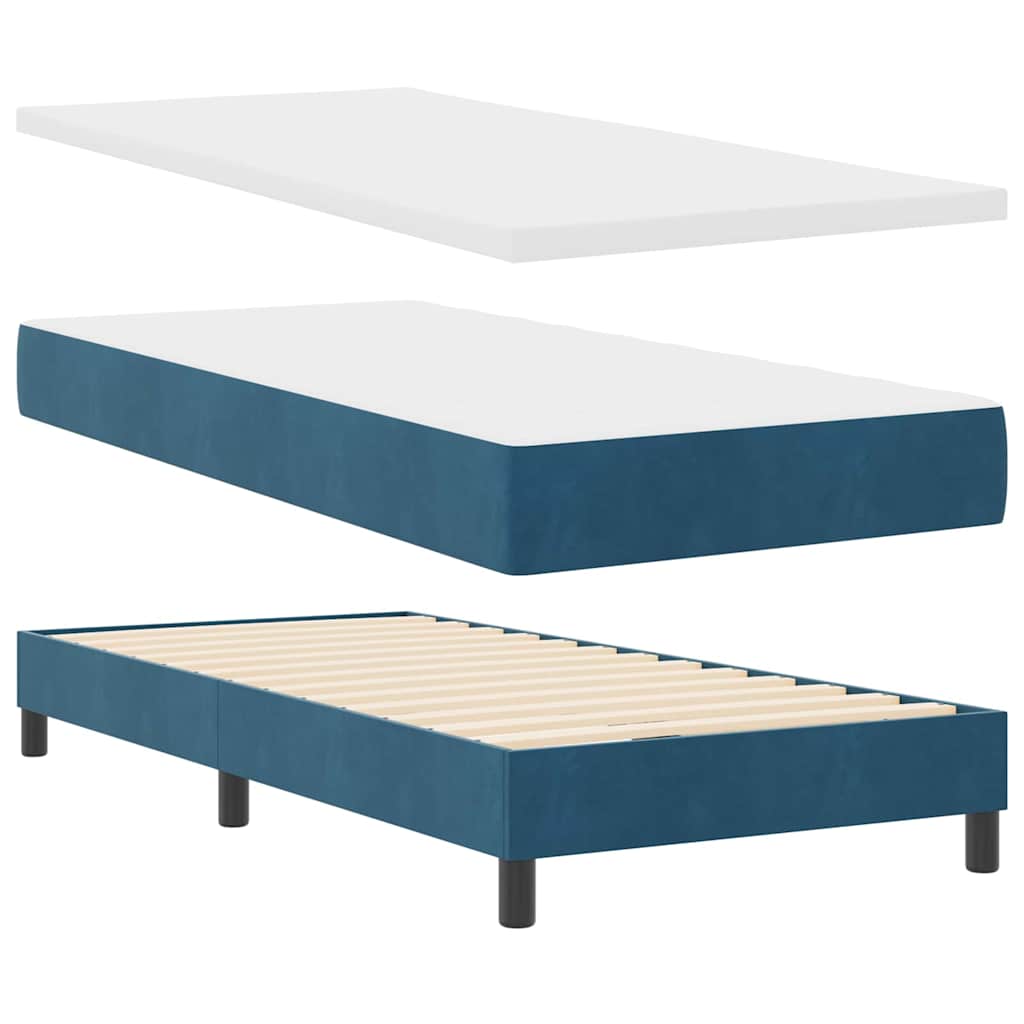 LED Box Spring Krevet Tamno plava 100 x 200 cm Baršun