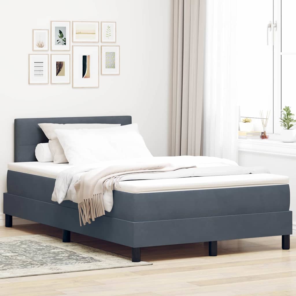 LED Box Spring Krevet s madracem Tamno siva 120 x 190 cm Baršun