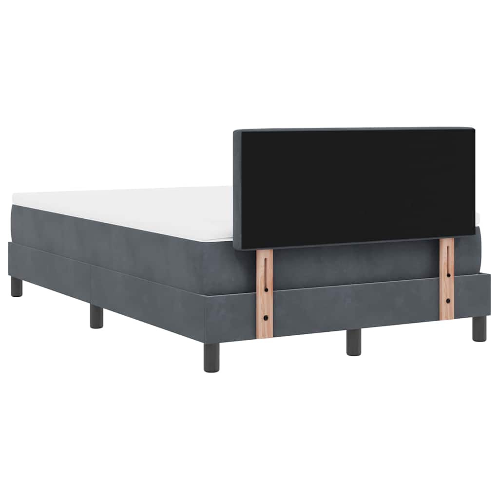 LED Box Spring Krevet s madracem Tamno siva 120 x 190 cm Baršun