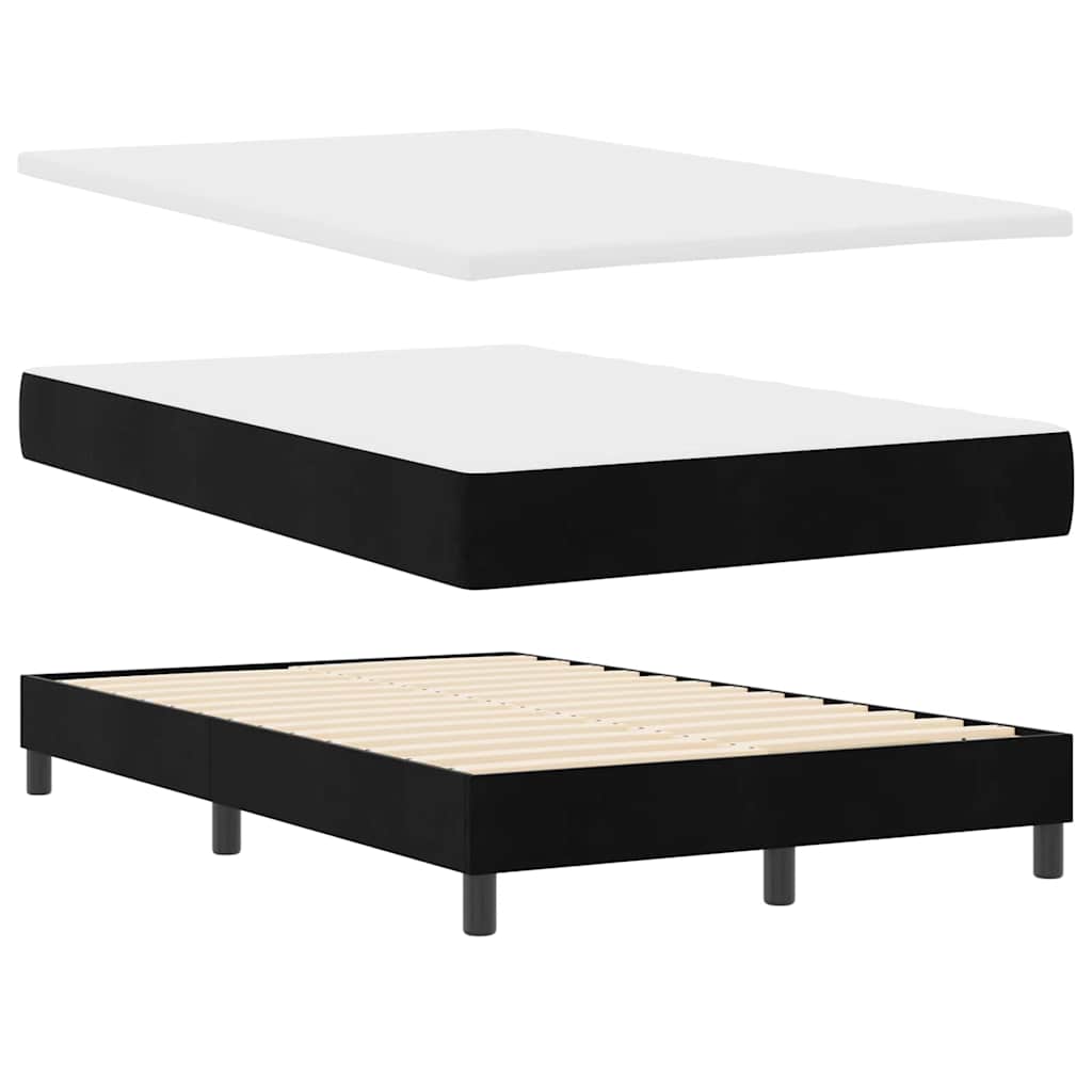 LED Box Spring Krevet s madracem Crna 120 x 190 cm Baršun