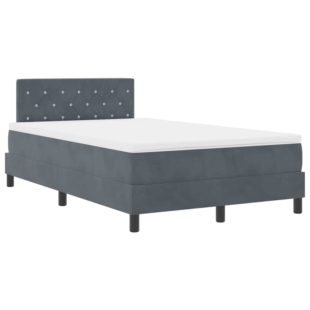 LED Box Spring Krevet s madracem Tamno siva 120 x 200 cm Baršun