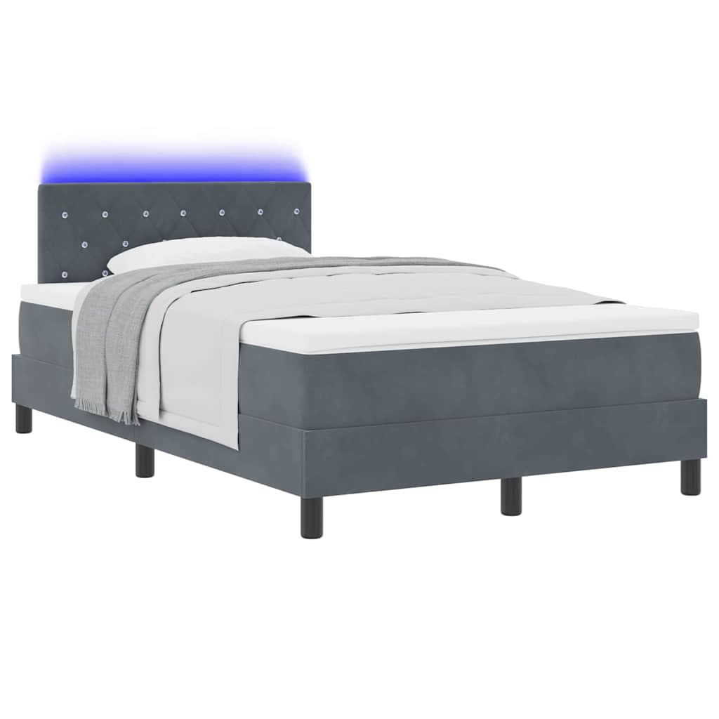 LED Box Spring Krevet s madracem Tamno siva 120 x 200 cm Baršun