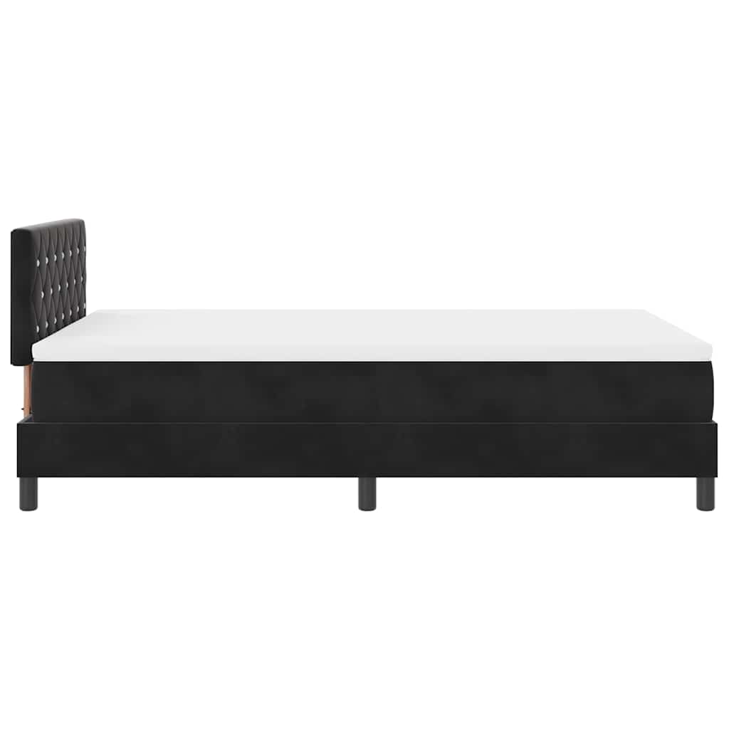 LED Box Spring Krevet s madracem Crna 120 x 200 cm Baršun