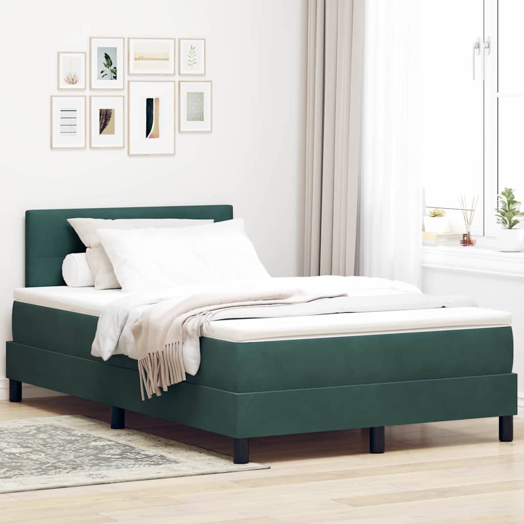 LED Box Spring Krevet Tamnozelena 120 x 200 cm Baršun