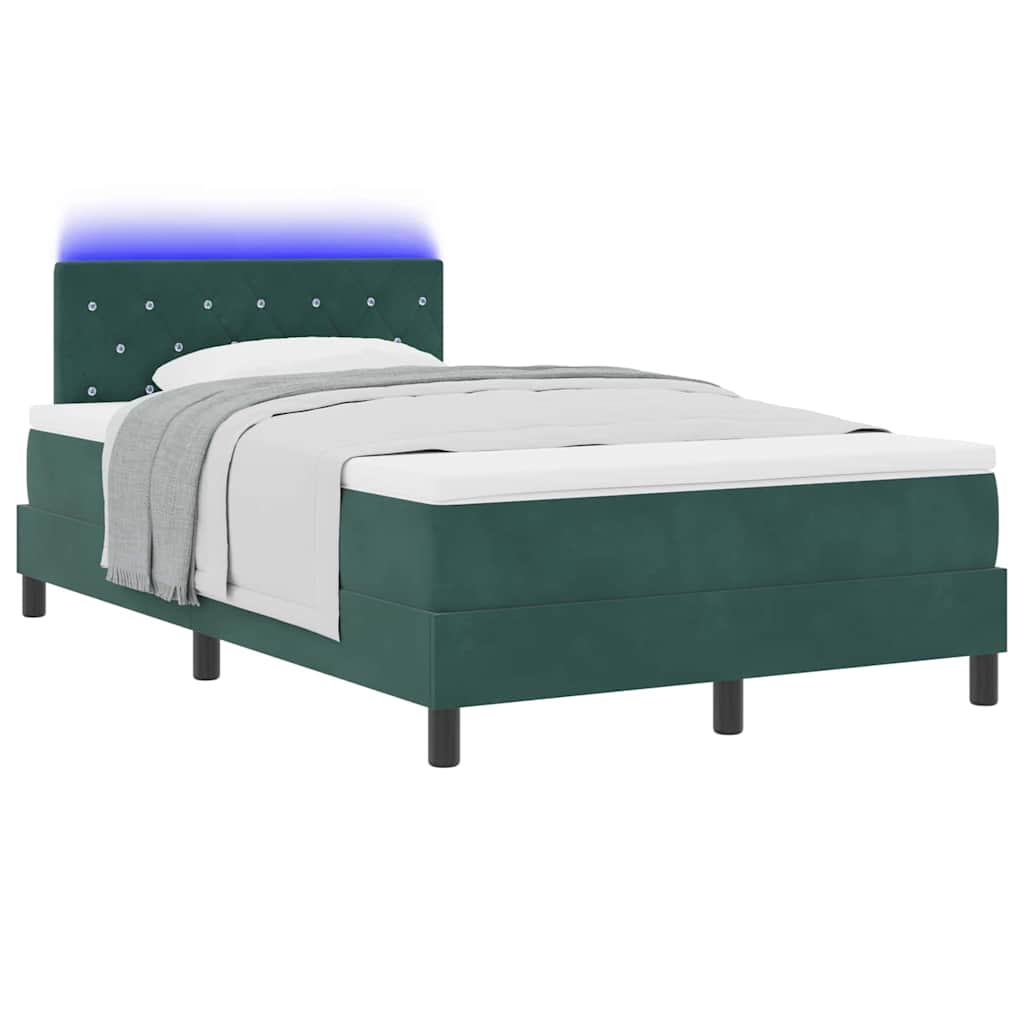 LED Box Spring Krevet Tamnozelena 120 x 200 cm Baršun