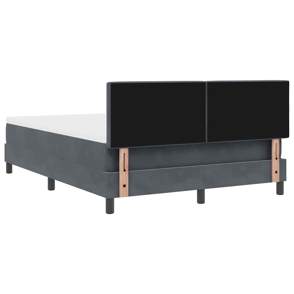LED Box Spring Krevet s madracem Tamno siva 140 x 190 cm Baršun