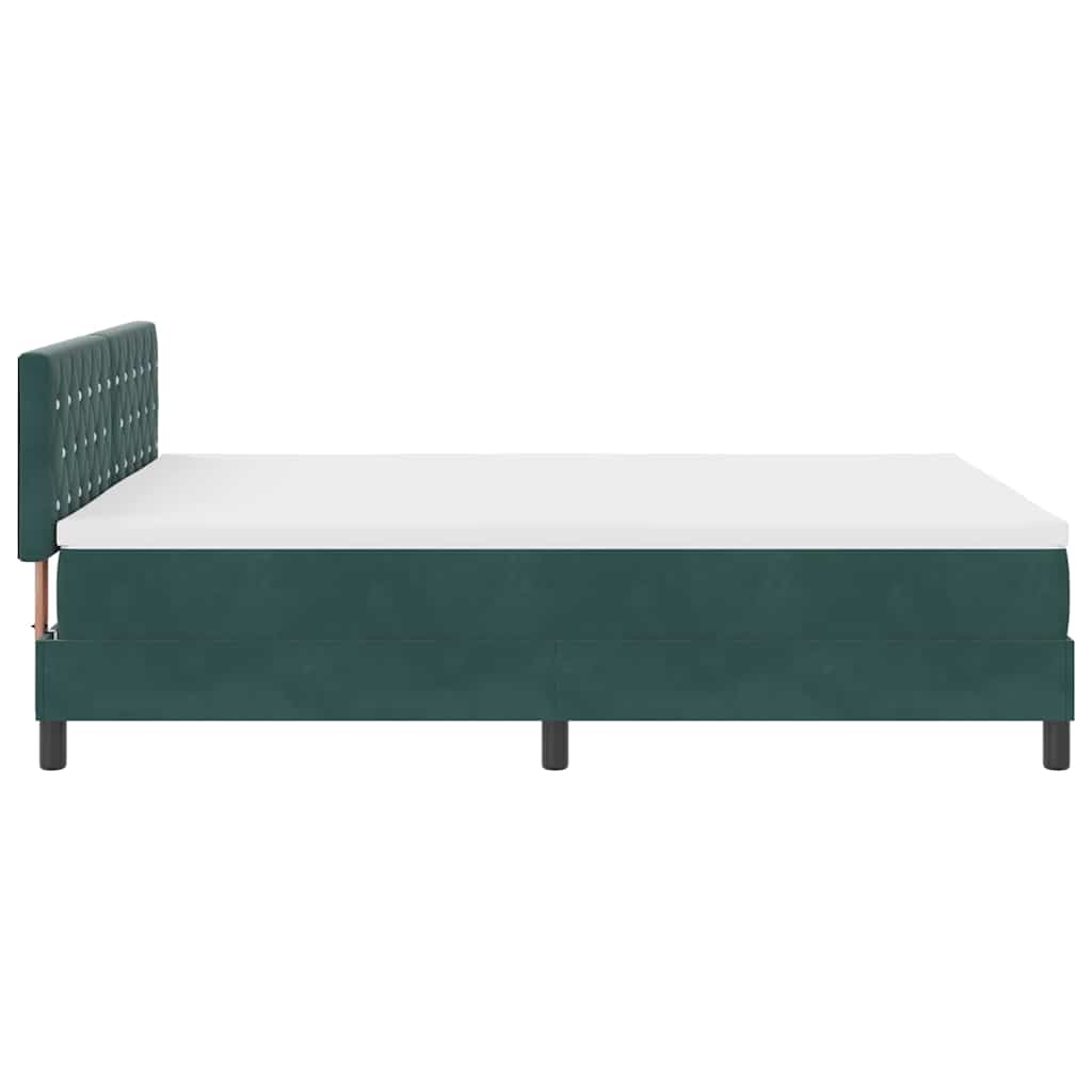LED Box Spring Krevet Tamnozelena 140 x 190 cm Baršun