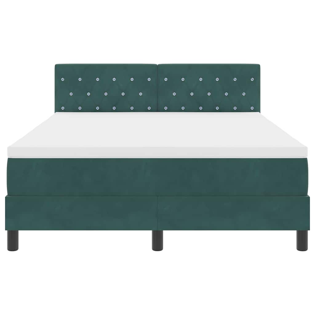 LED Box Spring Krevet Tamnozelena 140 x 200 cm Baršun