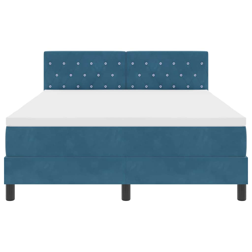 LED Box Spring Krevet Tamno plava 140 x 200 cm Baršun