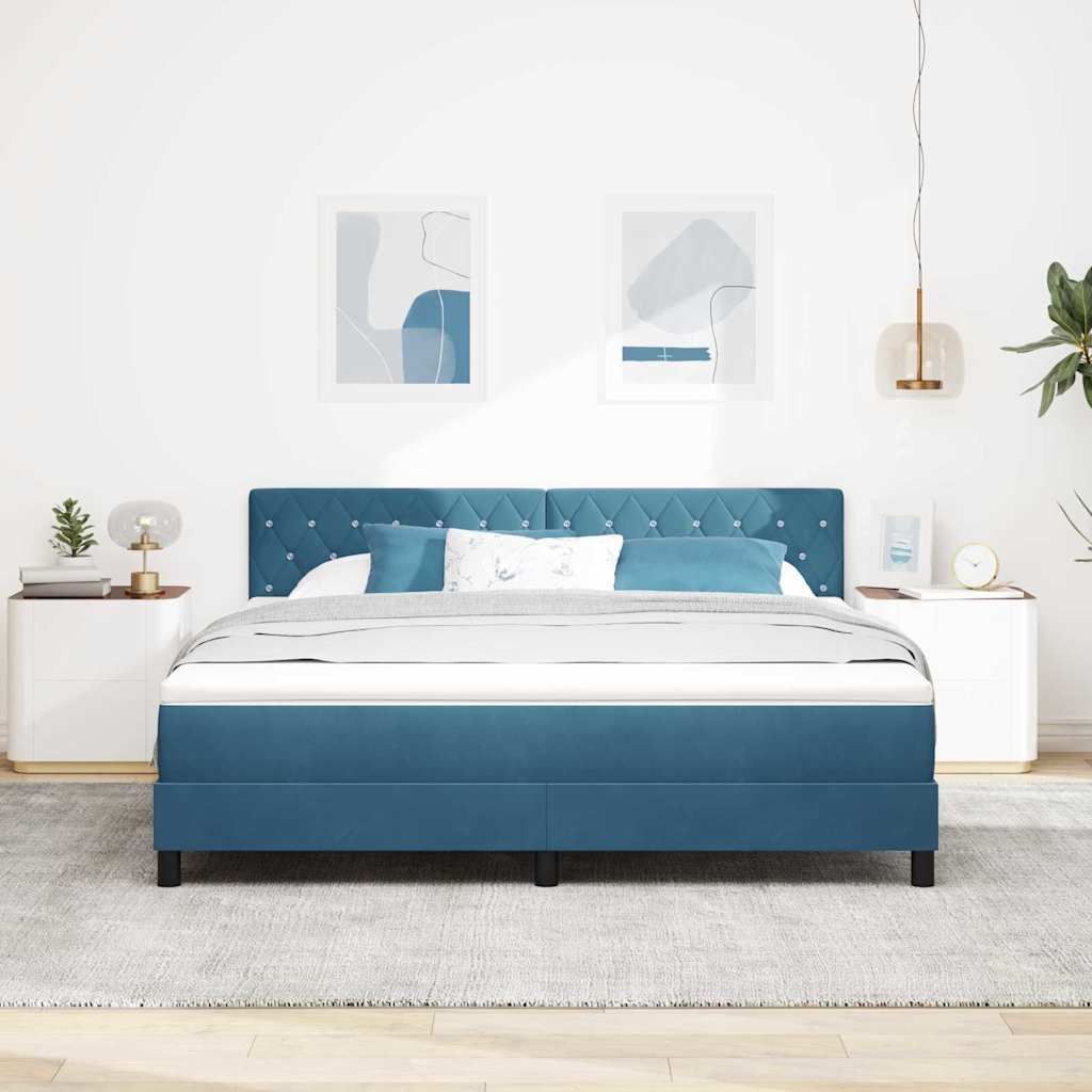 LED Box Spring Krevet Tamno plava 180 x 200 cm Baršun