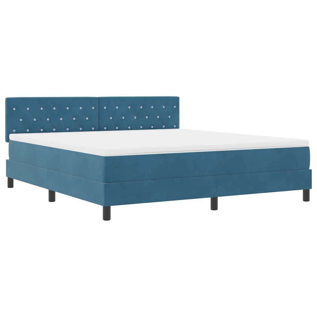 LED Box Spring Krevet Tamno plava 180 x 200 cm Baršun