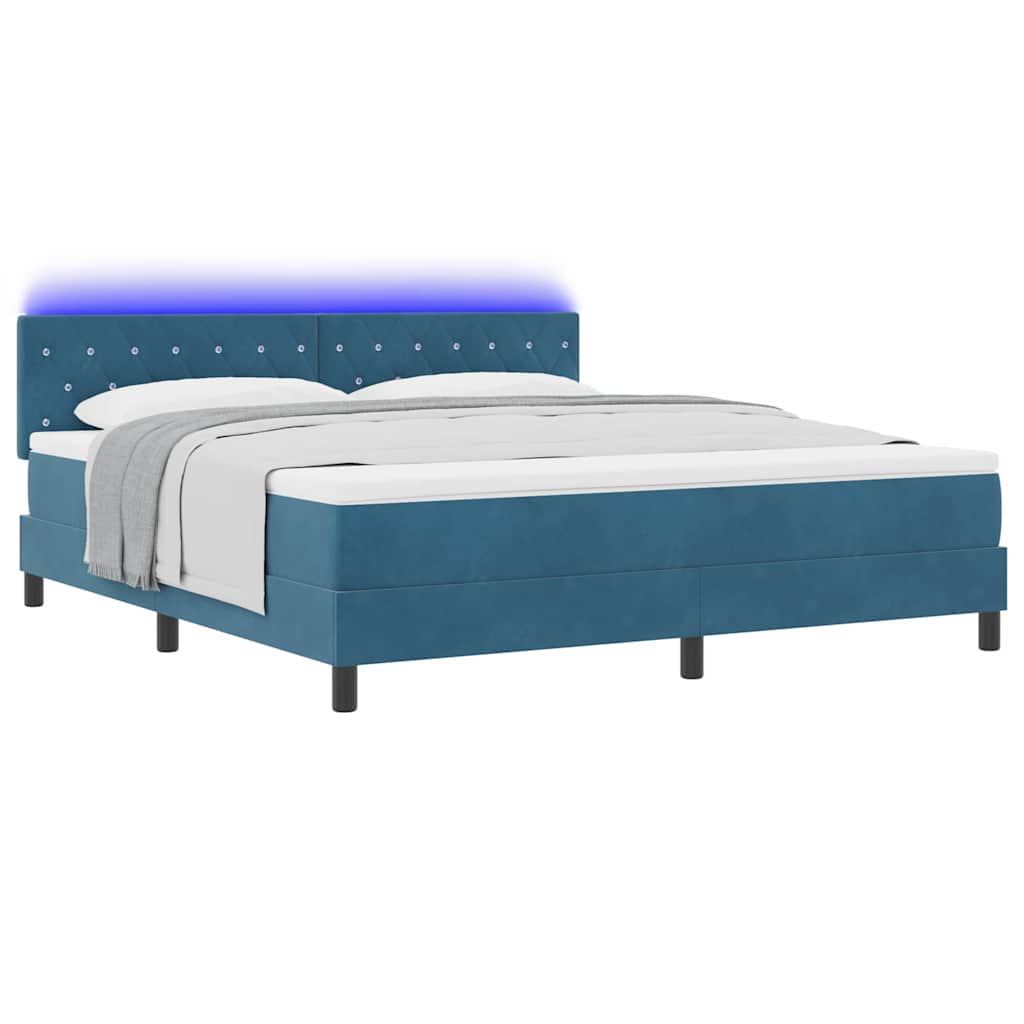 LED Box Spring Krevet Tamno plava 180 x 200 cm Baršun