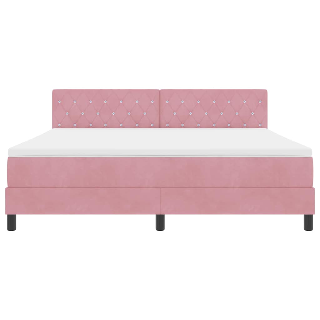 LED Box Spring Krevet s madracem Ružičasta 180 x 200 cm Baršun