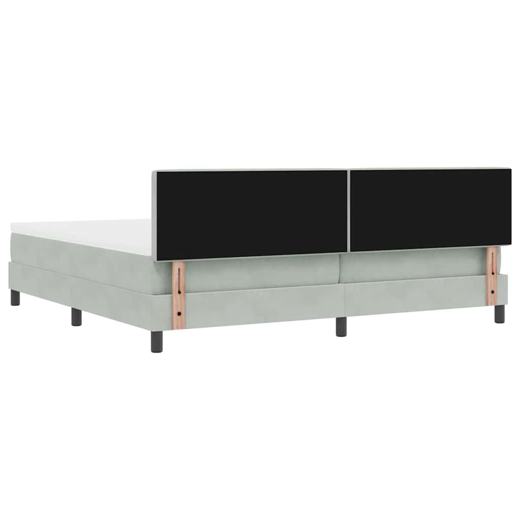LED Box Spring Krevet Svijetlo siva 200 x 200 cm Baršun