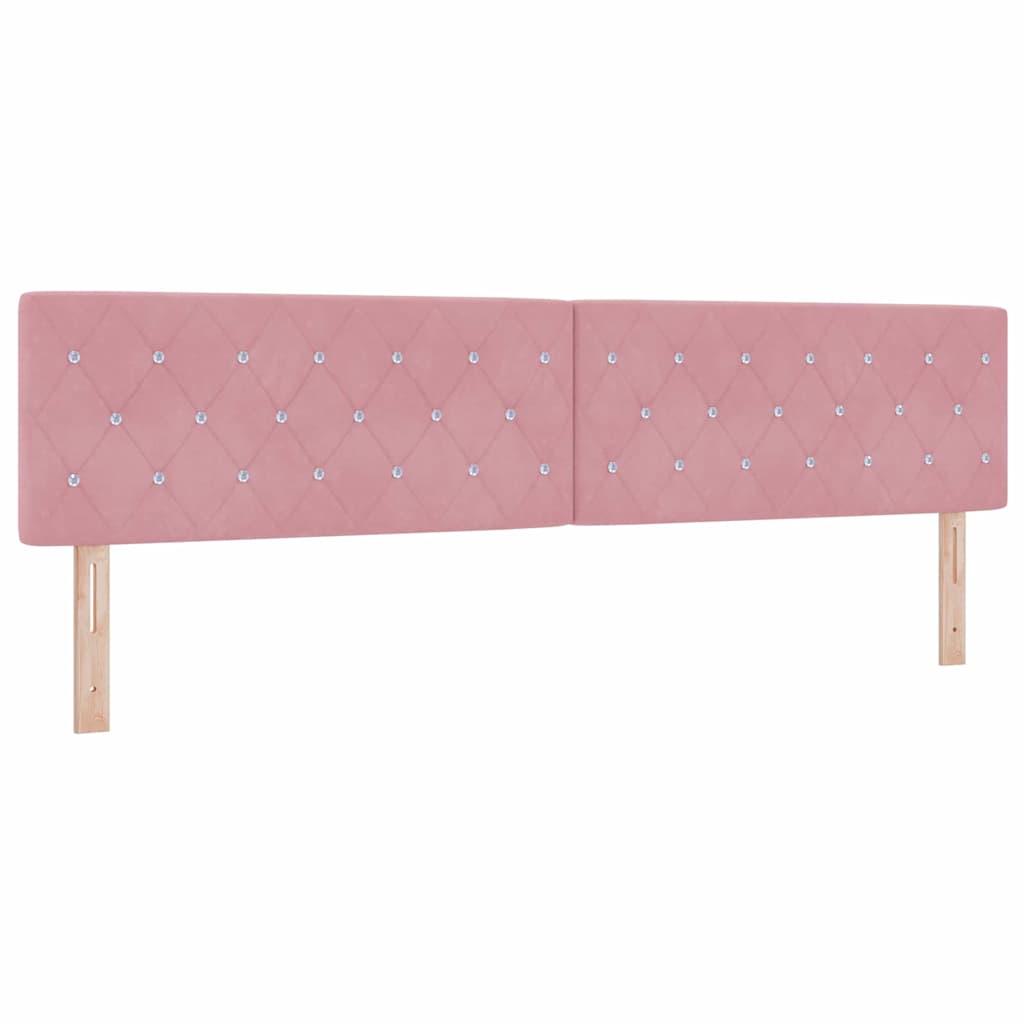 LED Box Spring Krevet Ružičasta 200 x 200 cm Baršun