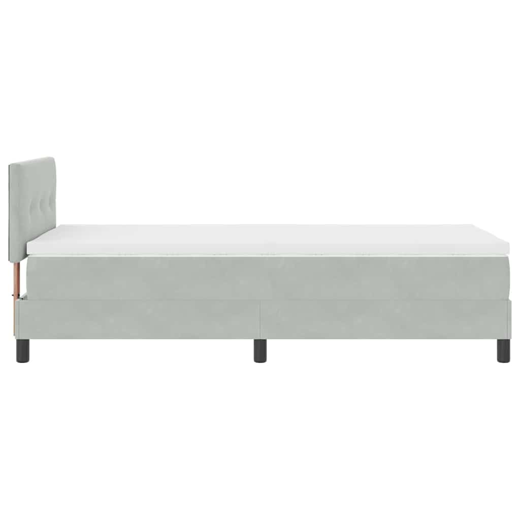 LED Box Spring Krevet Svijetlo siva 90 x 190 cm Baršun