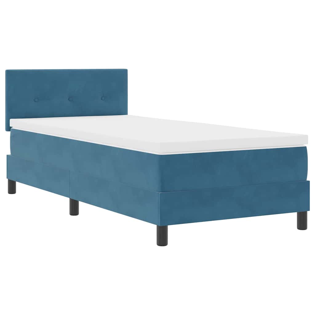 LED Box Spring Krevet Tamno plava 90 x 200 cm Baršun