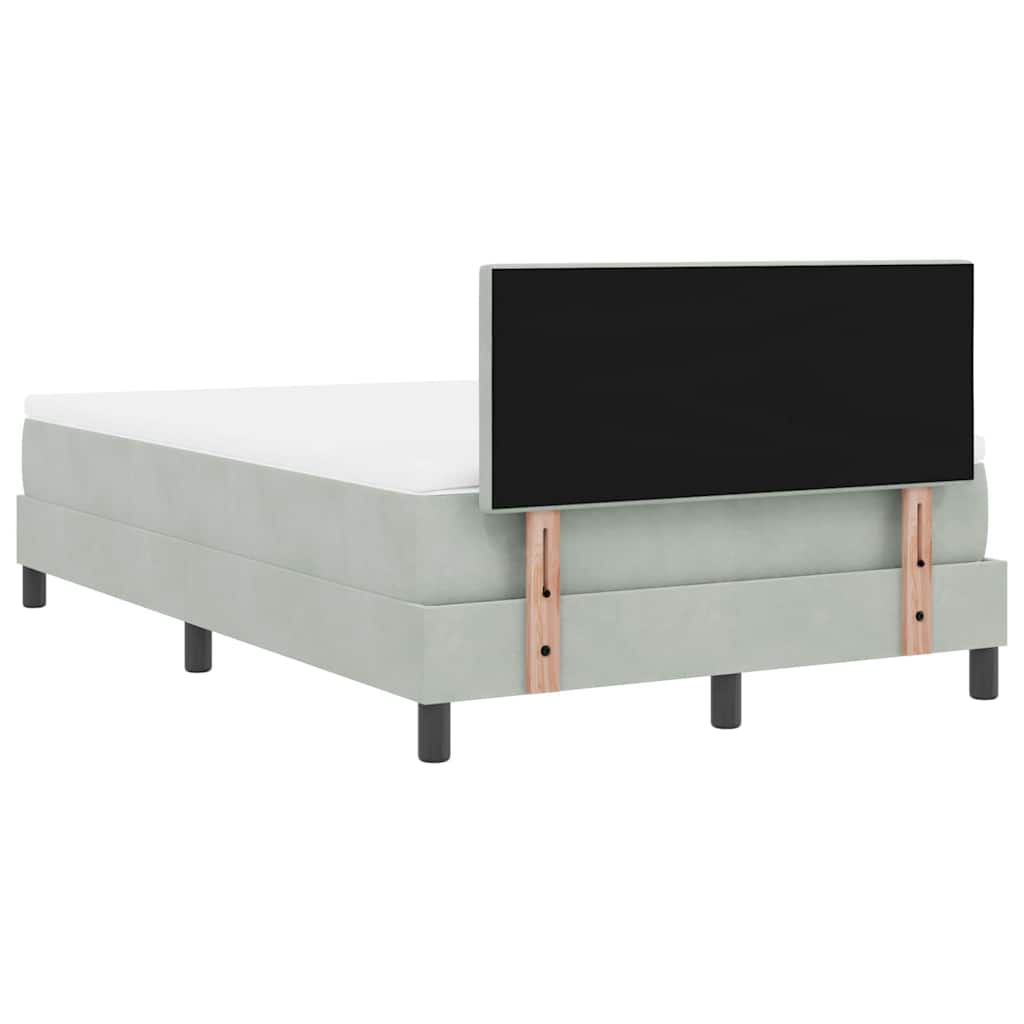 LED Box Spring Krevet Svijetlo siva 120 x 190 cm Baršun