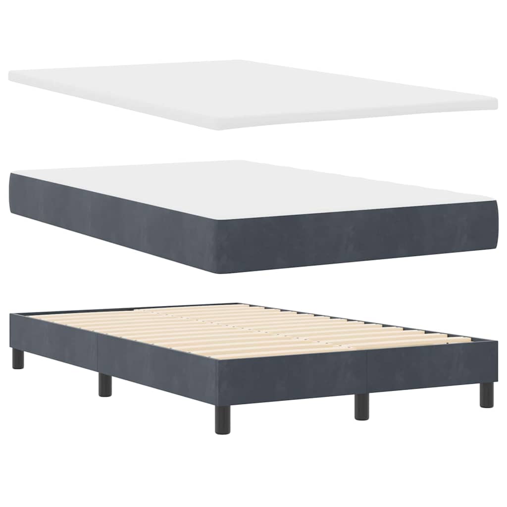 LED Box Spring Krevet s madracem Tamno siva 120 x 190 cm Baršun
