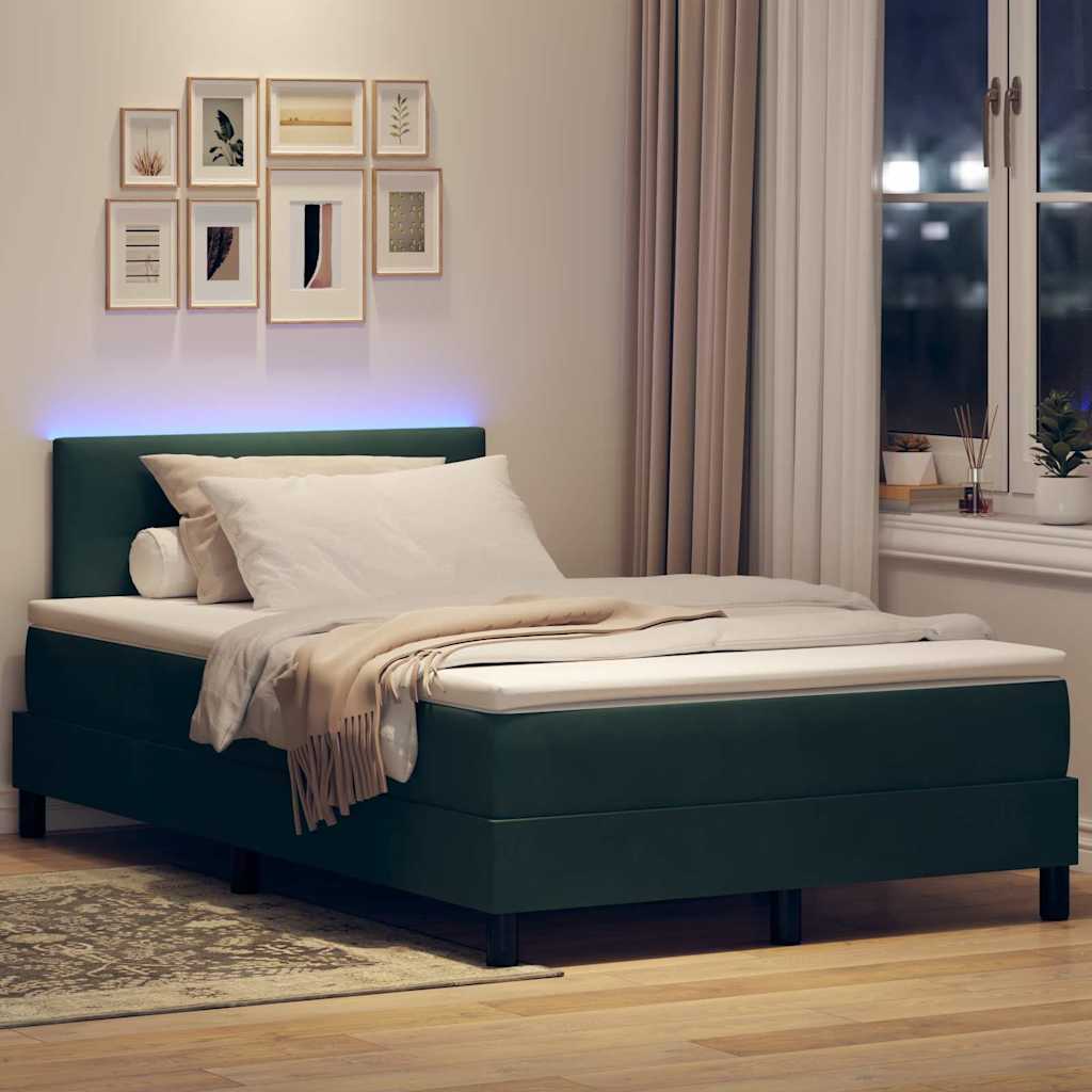 LED Box Spring Krevet Tamnozelena 120 x 190 cm Baršun