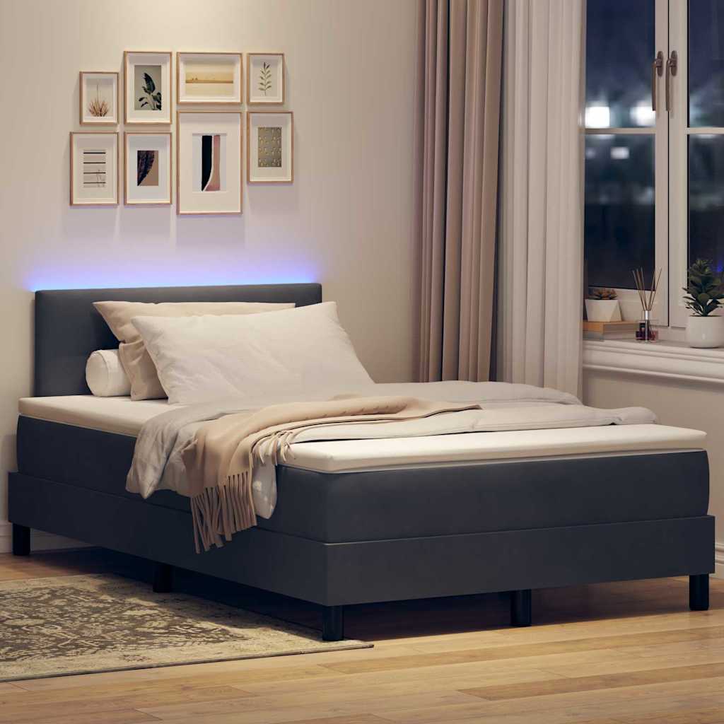 LED Box Spring Krevet s madracem Tamno siva 120 x 200 cm Baršun