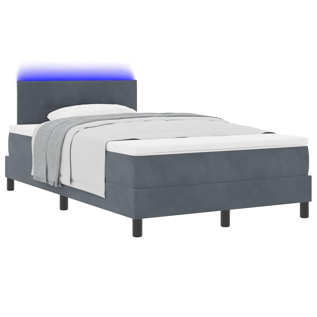 LED Box Spring Krevet Tamno siva 120 x 200 cm Baršun