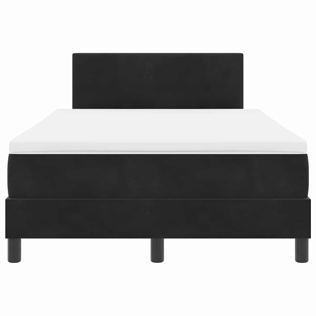 LED Box Spring Krevet s madracem Crna 120 x 200 cm Baršun