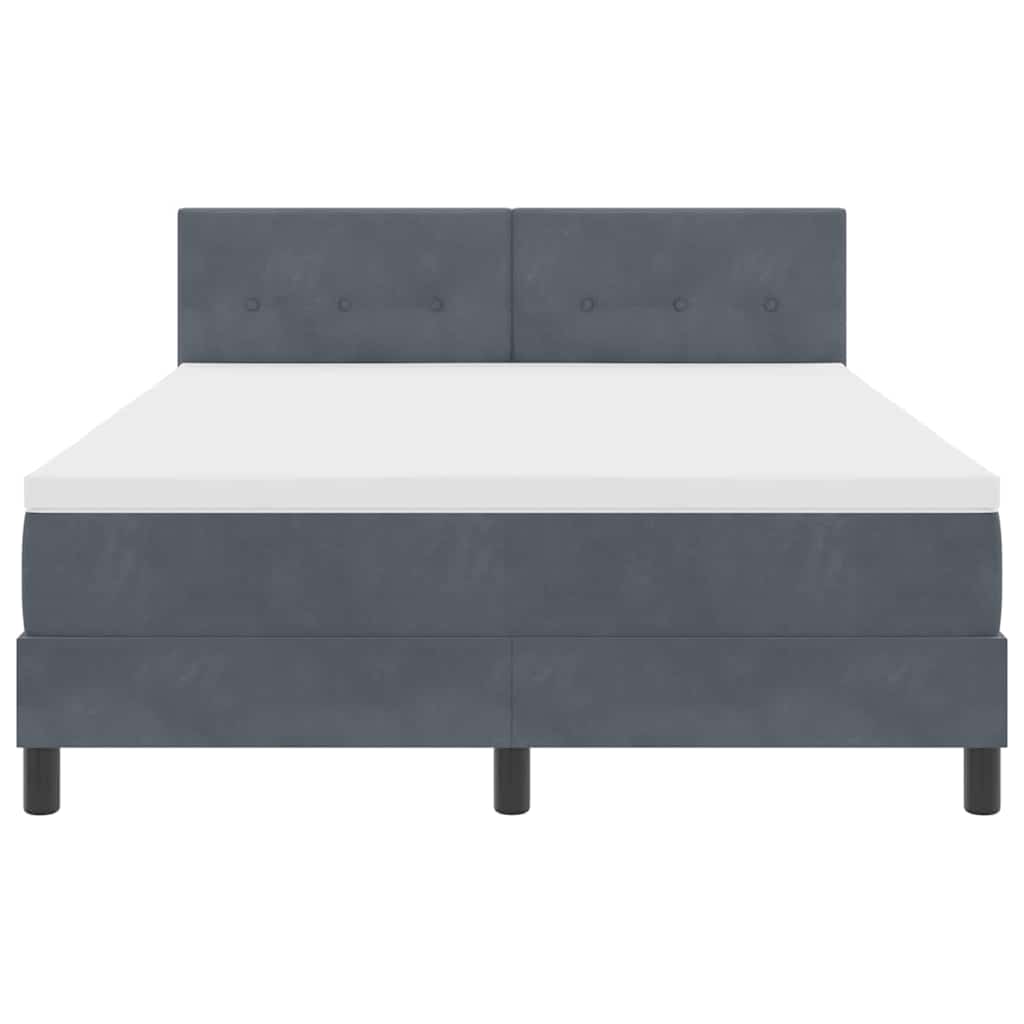 LED Box Spring Krevet s madracem Tamno siva 140 x 190 cm Baršun
