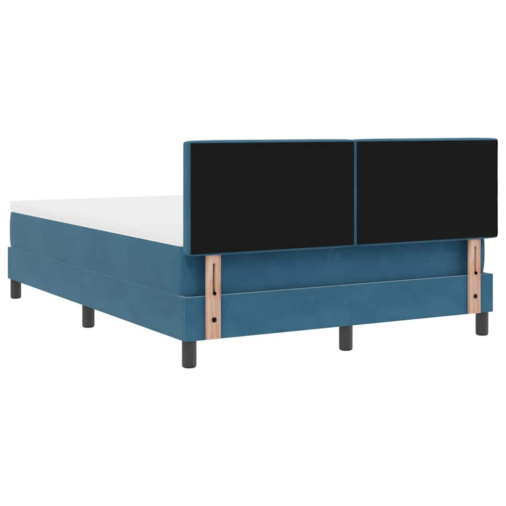LED Box Spring Krevet Tamno plava 140 x 190 cm Baršun