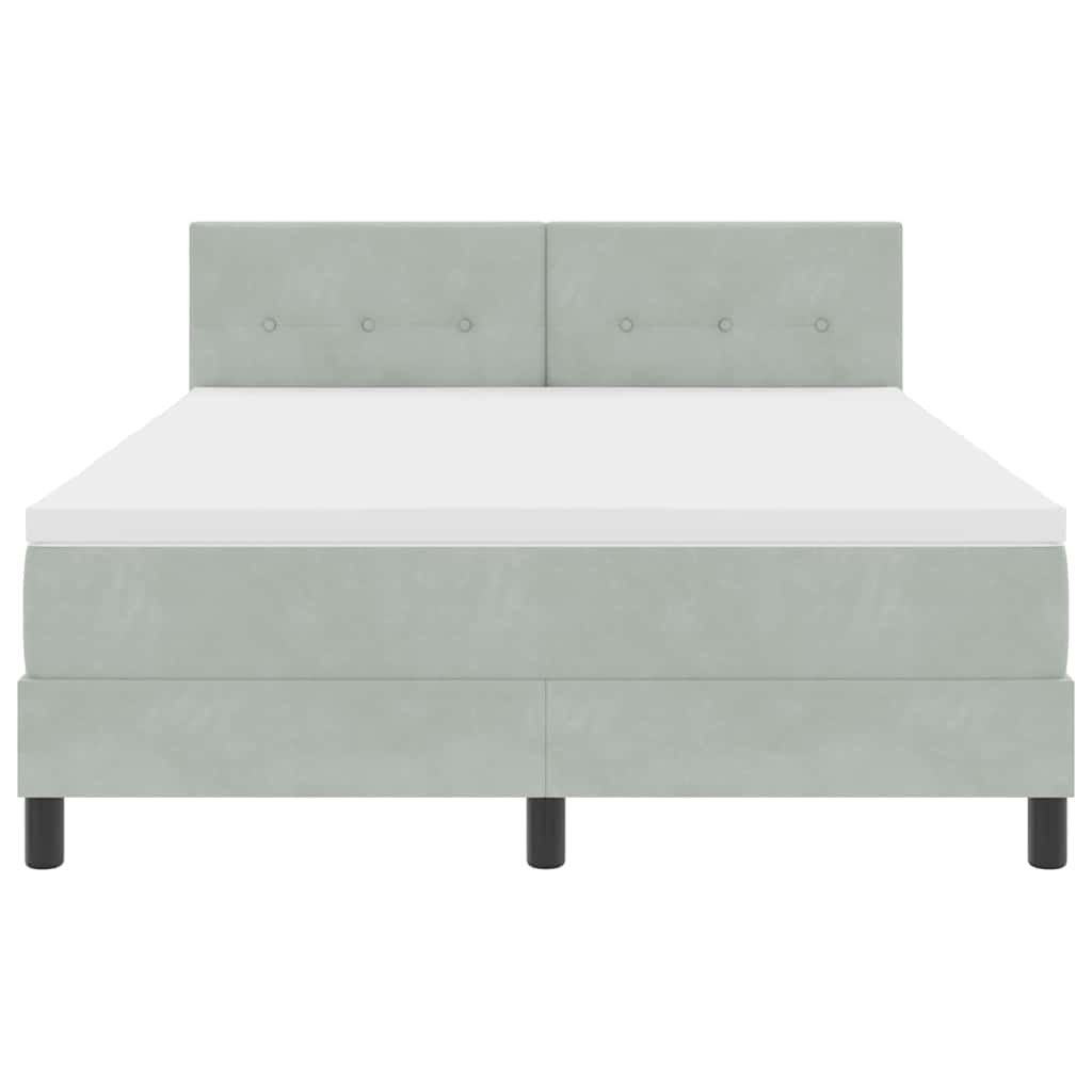 LED Box Spring Krevet Svijetlo siva 140 x 200 cm Baršun