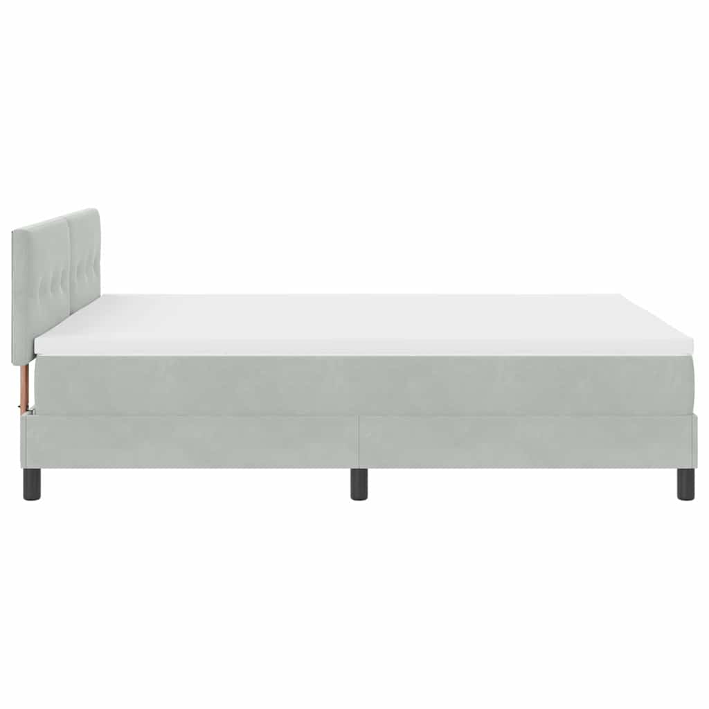 LED Box Spring Krevet Svijetlo siva 160 x 200 cm Baršun