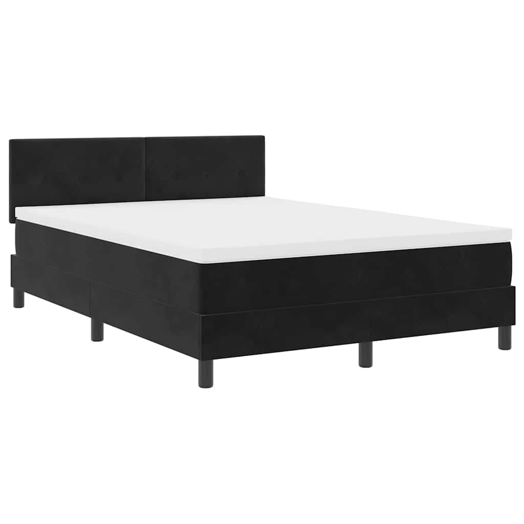 LED Box Spring Krevet s madracem Crna 160 x 200 cm Baršun