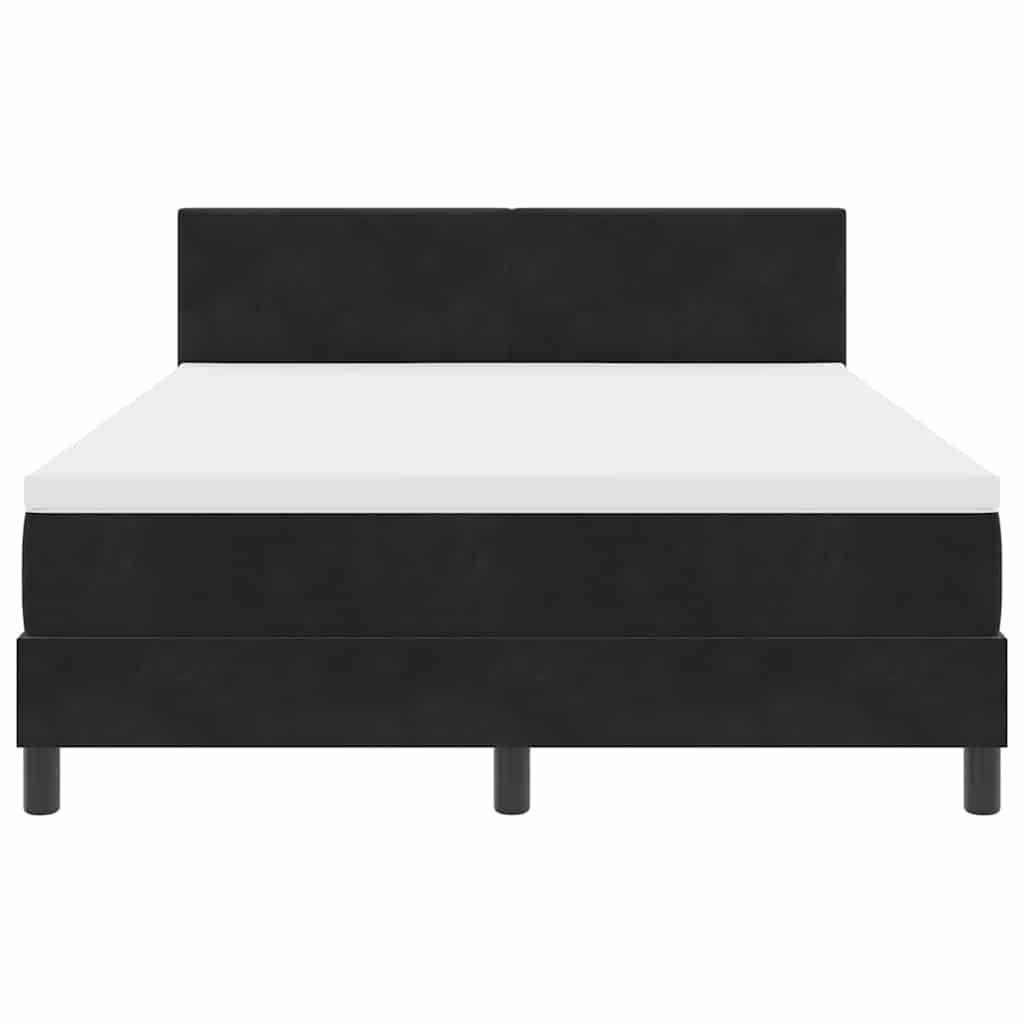 LED Box Spring Krevet s madracem Crna 160 x 200 cm Baršun