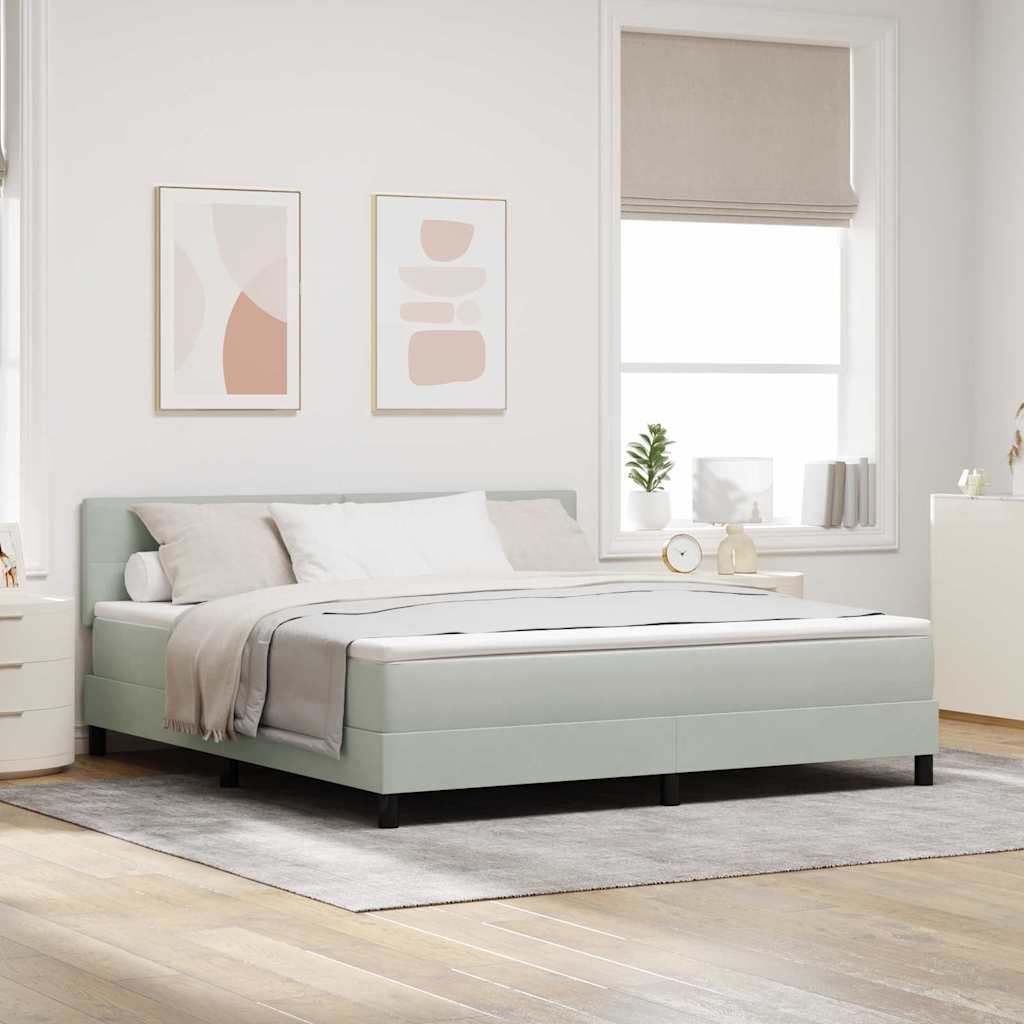 LED Box Spring Krevet Svijetlo siva 180 x 200 cm Baršun